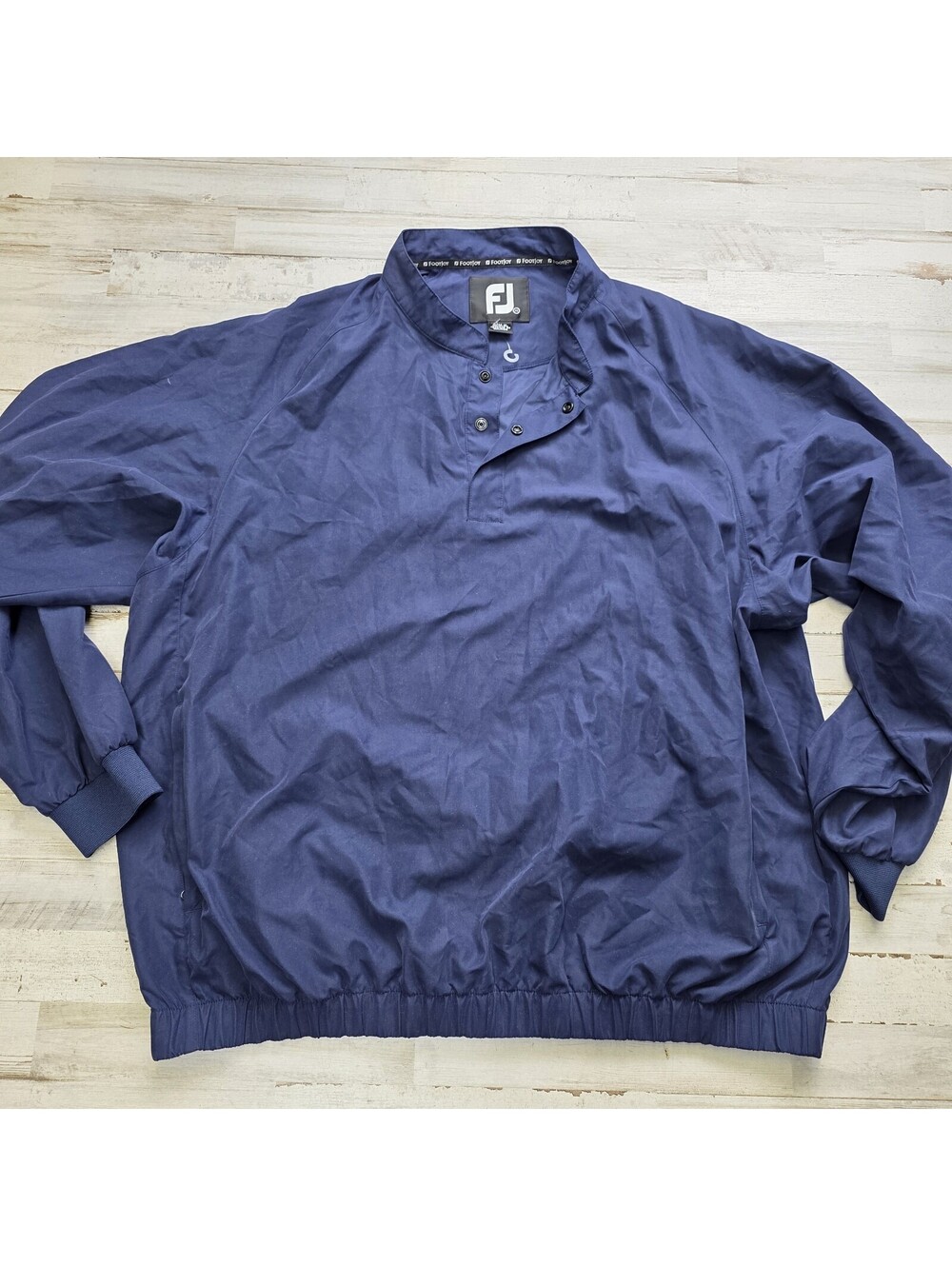 Men's FootJoy FJ 1/4 button Windbreaker Golf Jacket Navy Blue Wind Rain Sz XL